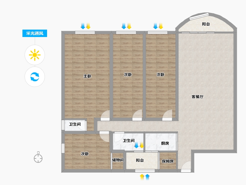 广东省-深圳市-东海花园（一期）-138.44-户型库-采光通风