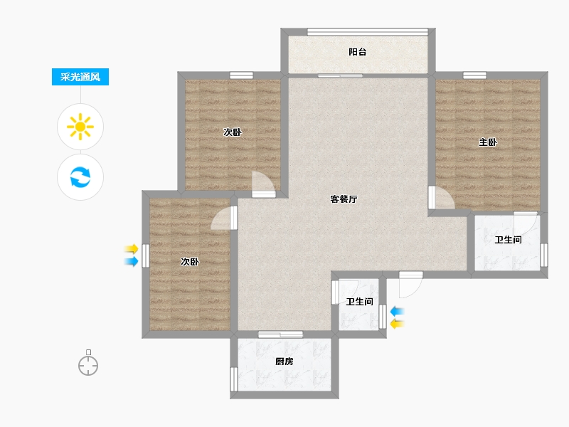 广东省-深圳市-现代苑-103.20-户型库-采光通风