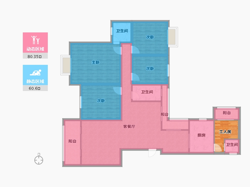 广东省-深圳市-天安高尔夫花园珑园-131.29-户型库-动静分区