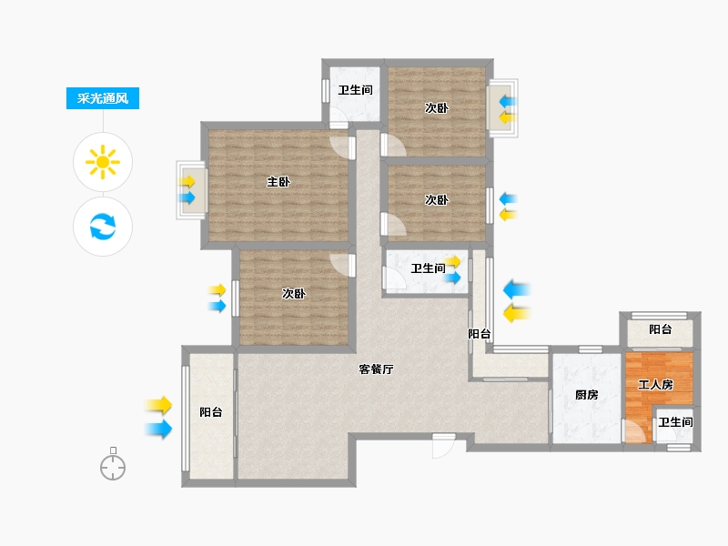 广东省-深圳市-天安高尔夫花园珑园-131.29-户型库-采光通风