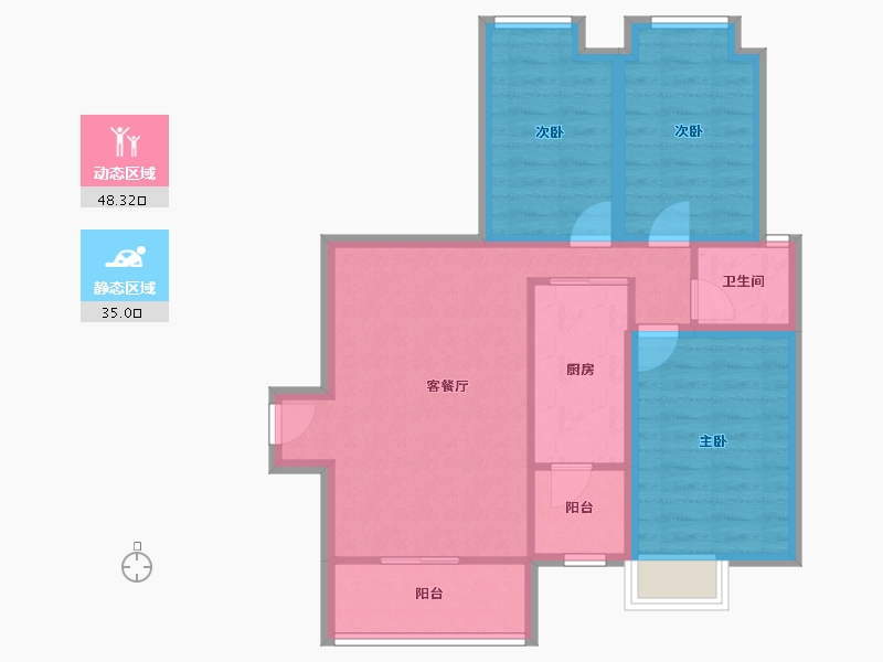 广东省-深圳市-中泰燕南名庭-73.79-户型库-动静分区