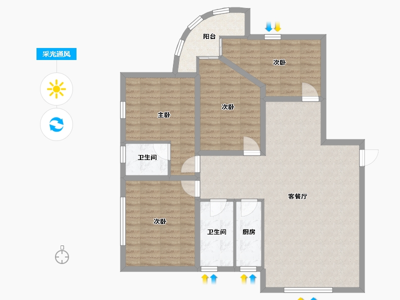 广东省-深圳市-长安花园-107.30-户型库-采光通风