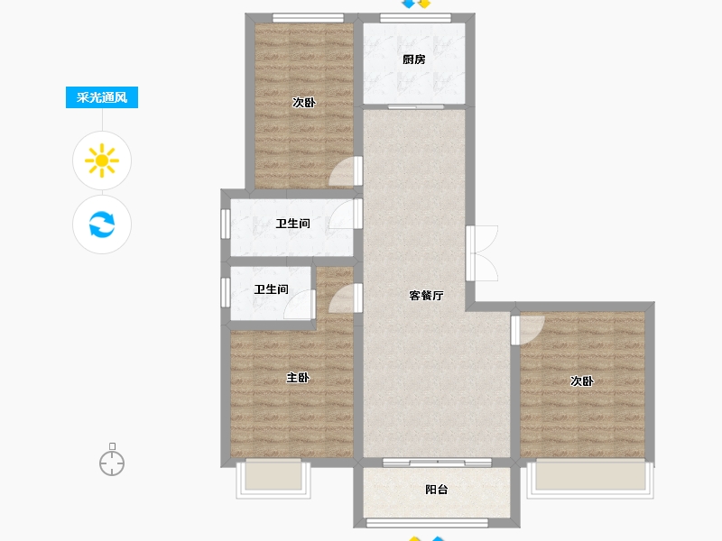 江苏省-连云港市-晶福苑-98.00-户型库-采光通风