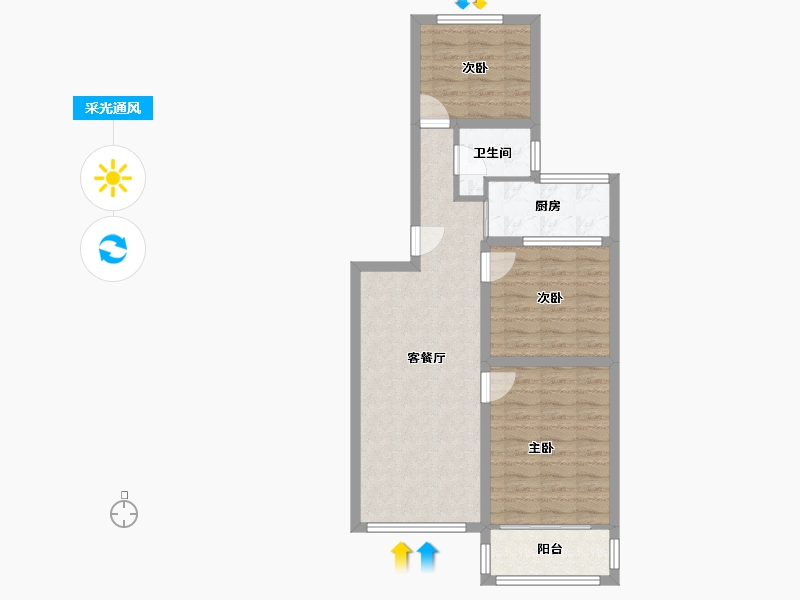 广东省-深圳市-长城一花园-68.98-户型库-采光通风