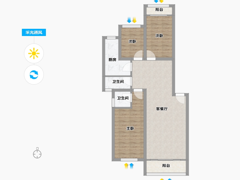 广东省-深圳市-金沙花园(福田)-73.21-户型库-采光通风