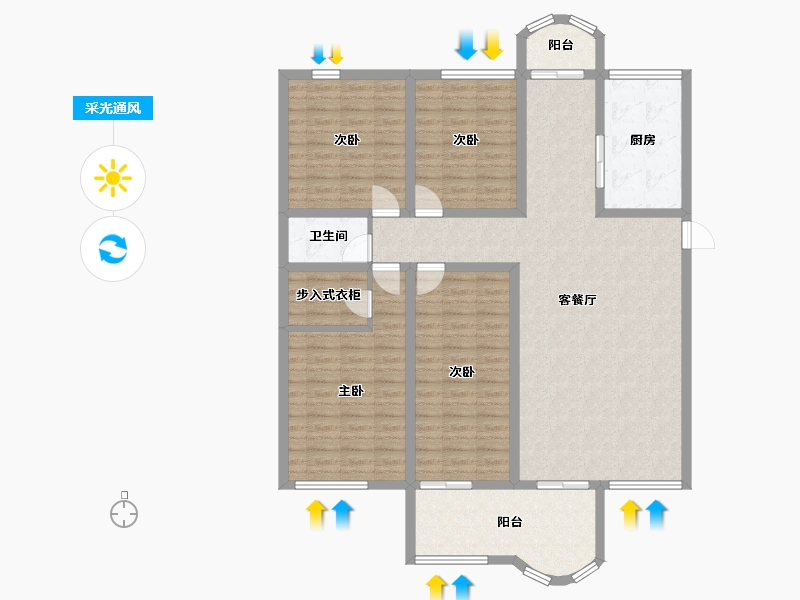 广东省-深圳市-碧华庭居-134.04-户型库-采光通风