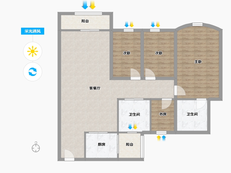 广东省-深圳市-金地海景花园A区-108.78-户型库-采光通风