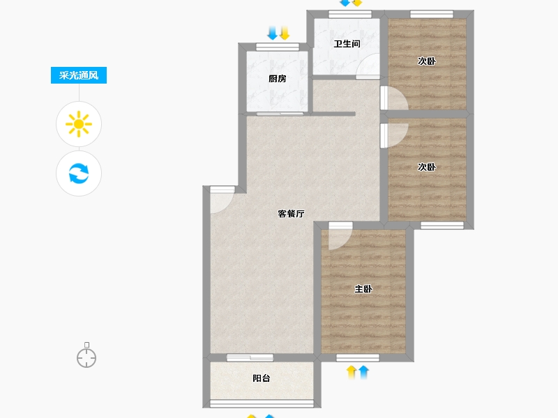 广东省-深圳市-振业花园-72.80-户型库-采光通风