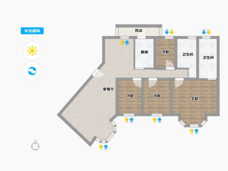 广东省-深圳市-福田花园-84.45-户型库-采光通风