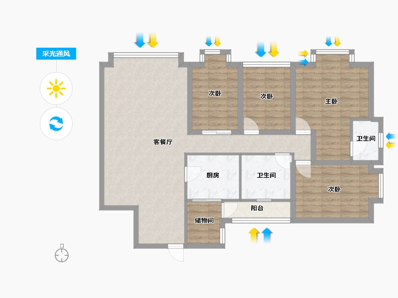 广东省-深圳市-东海花园(二期)-106.89-户型库-采光通风