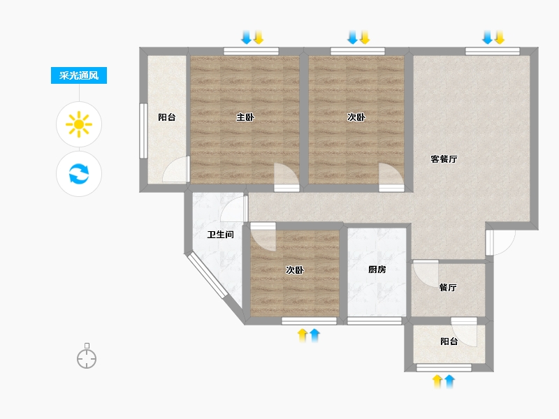 广东省-深圳市-桑达雅苑-79.28-户型库-采光通风