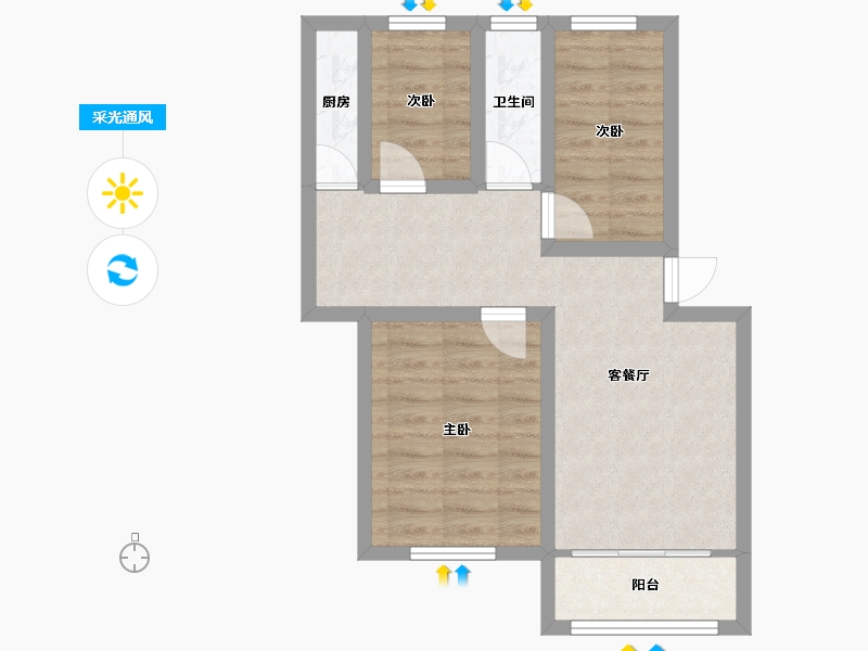 广东省-深圳市-梅兴苑(北区)-54.99-户型库-采光通风