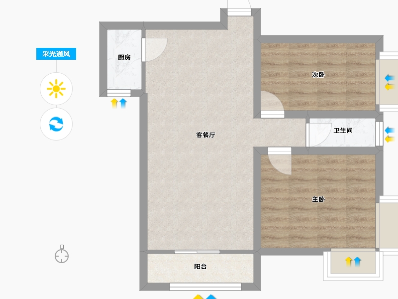 广东省-深圳市-帝港海湾豪园-57.56-户型库-采光通风