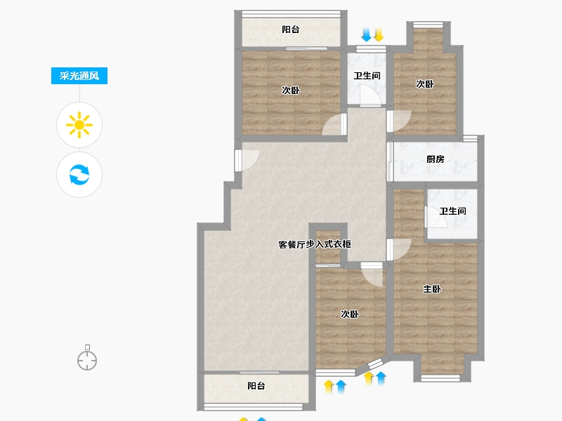 广东省-深圳市-碧荔花园-103.62-户型库-采光通风