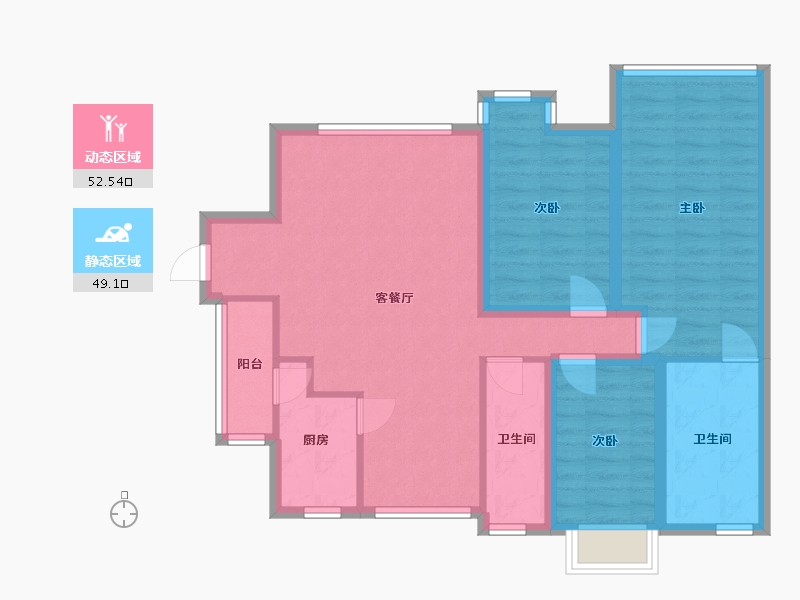 广东省-深圳市-云顶翠峰(一期)-90.43-户型库-动静分区