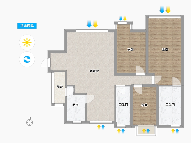 广东省-深圳市-云顶翠峰(一期)-90.43-户型库-采光通风