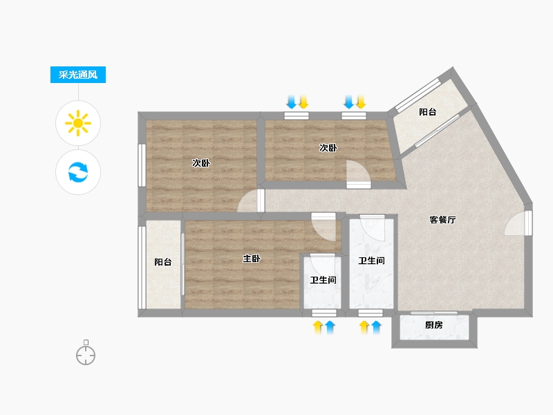 广东省-深圳市-荔林苑-69.98-户型库-采光通风