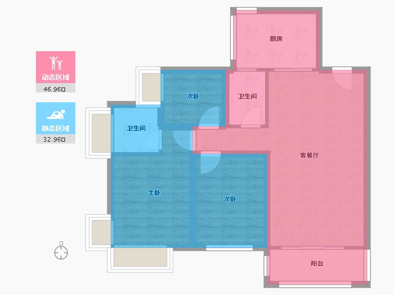 广东省-深圳市-中城天邑花园-71.04-户型库-动静分区