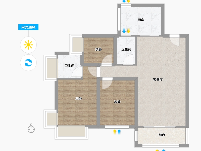 广东省-深圳市-中城天邑花园-71.04-户型库-采光通风