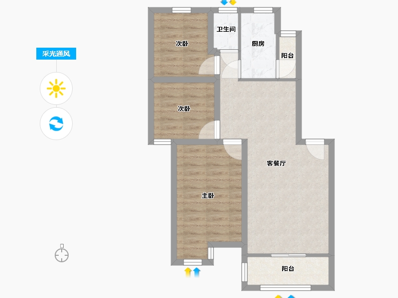 广东省-深圳市-竹林花园-63.46-户型库-采光通风