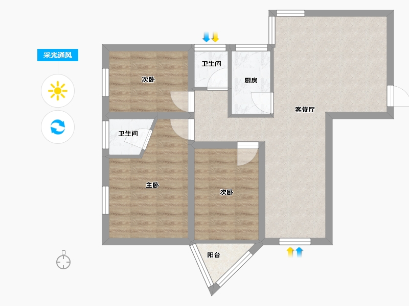 广东省-深圳市-长安花园-65.72-户型库-采光通风