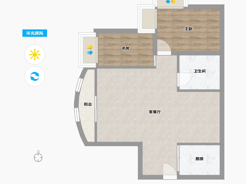 广东省-深圳市-帝港海湾豪园-57.17-户型库-采光通风