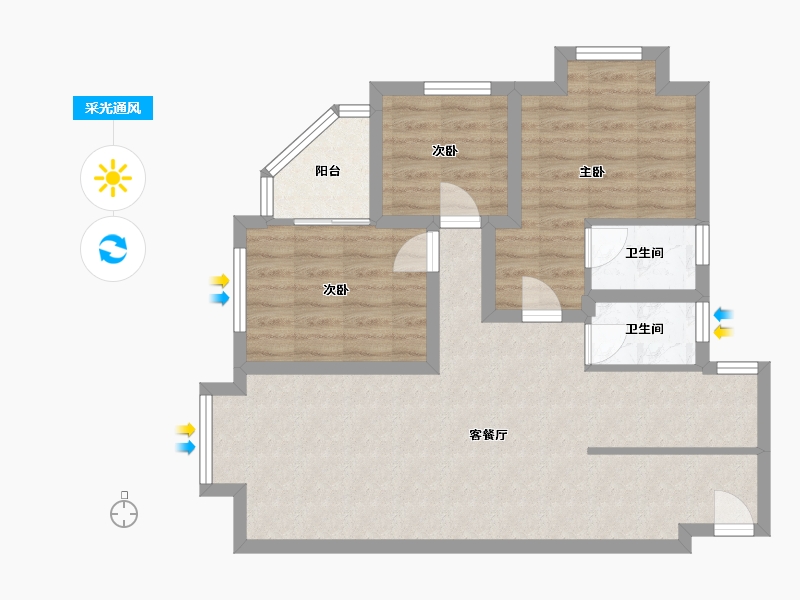 广东省-深圳市-彩福大厦-75.98-户型库-采光通风