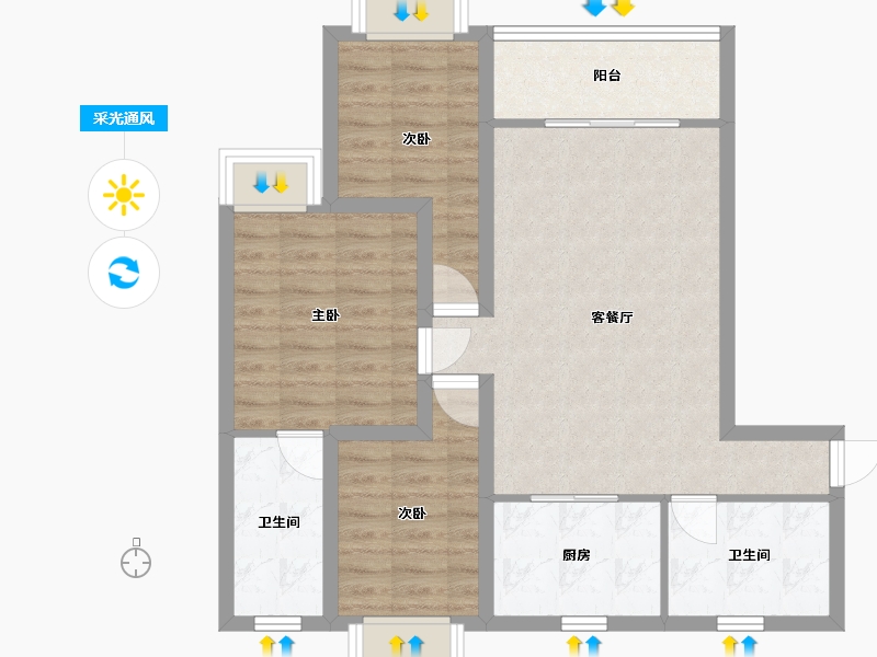 广东省-深圳市-韵动家园-77.98-户型库-采光通风