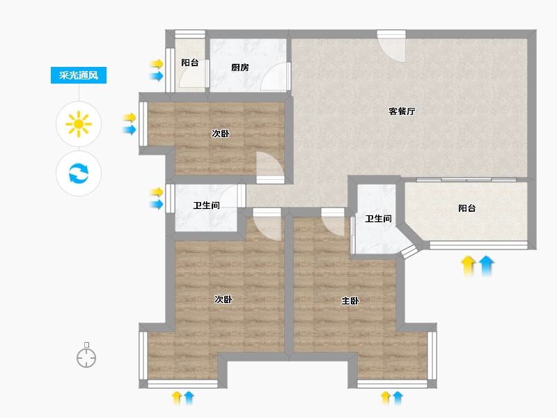 广东省-深圳市-中泰燕南名庭-74.25-户型库-采光通风