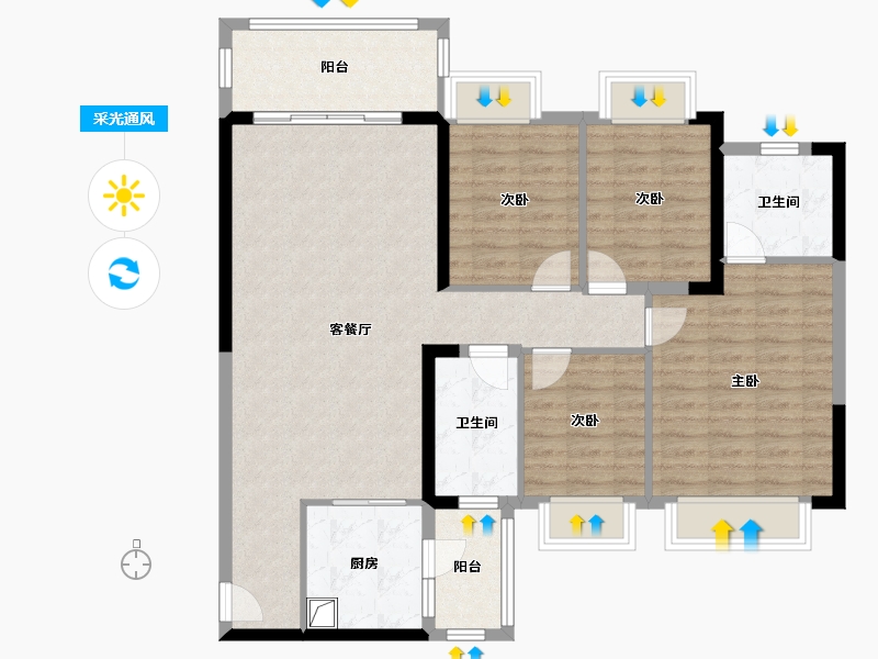 广东省-广州市-兰溪谷-108.00-户型库-采光通风