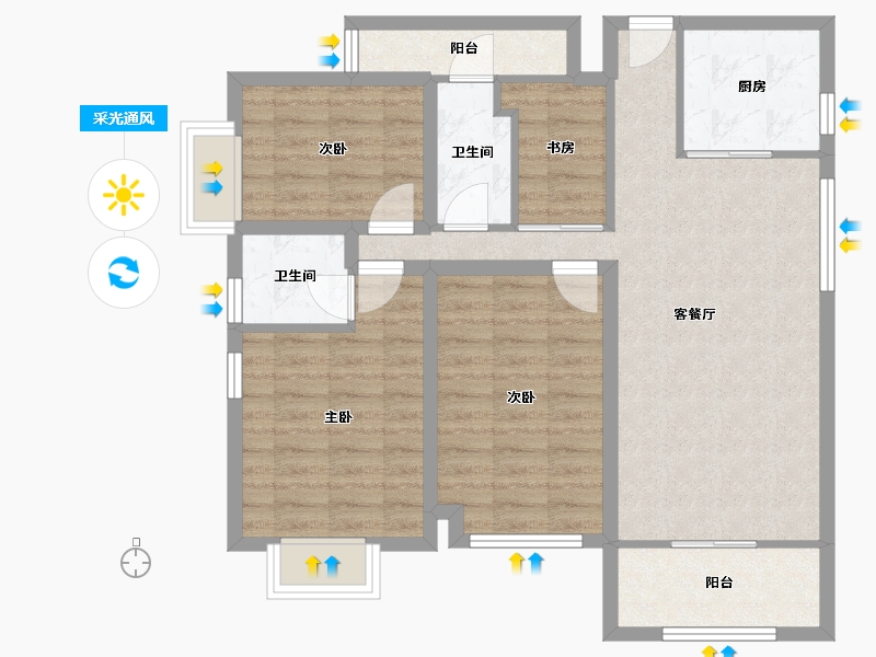 广东省-深圳市-富怡雅居-86.76-户型库-采光通风