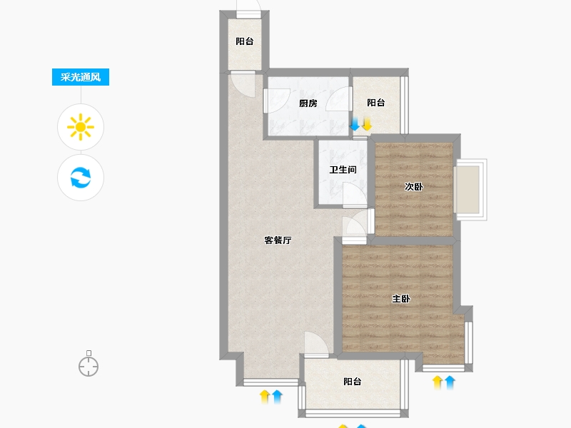 广东省-深圳市-翰岭院-66.33-户型库-采光通风