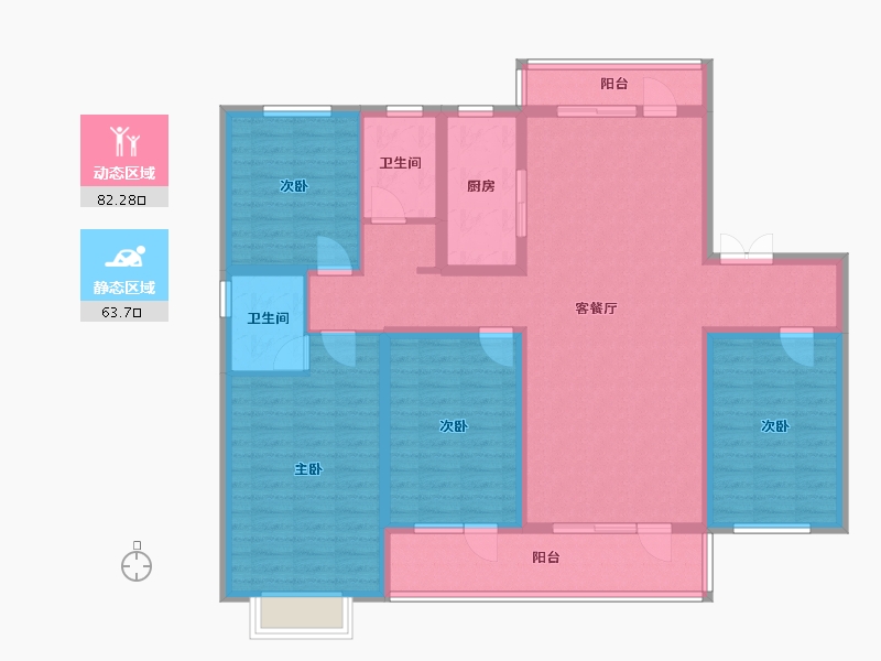 山东省-潍坊市-巴龙国际小区-南区-130.40-户型库-动静分区