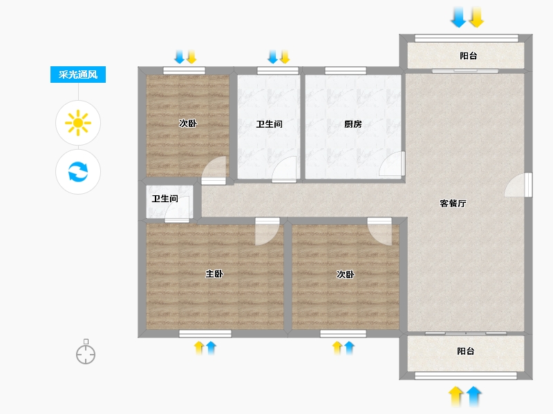 广东省-深圳市-博伦花园-103.39-户型库-采光通风