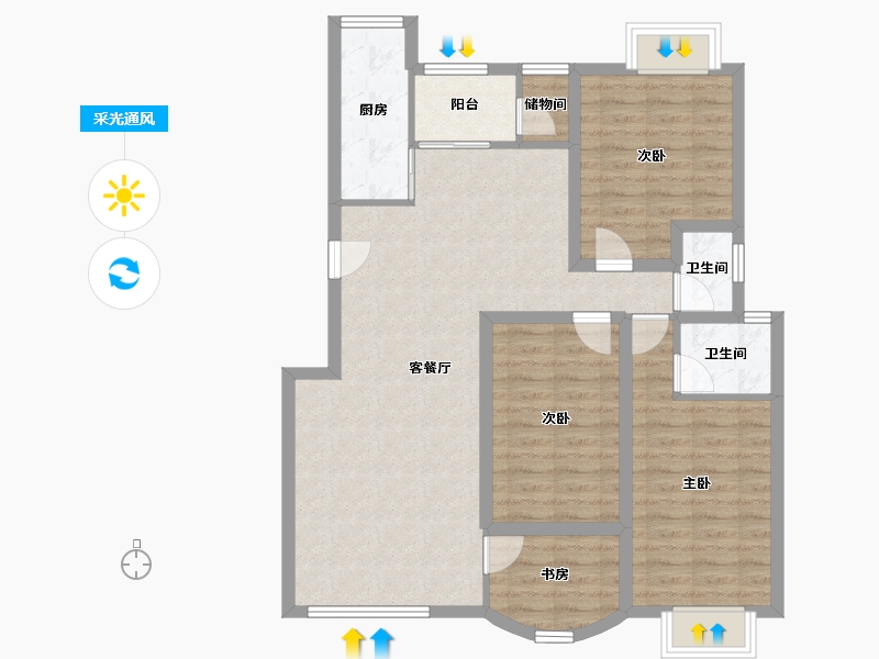 广东省-深圳市-富怡雅居-96.74-户型库-采光通风