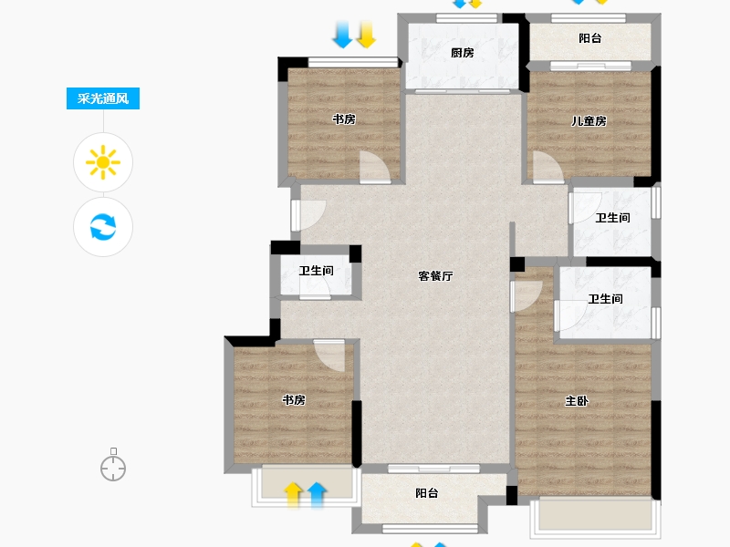 浙江省-湖州市-名仕府-128.00-户型库-采光通风