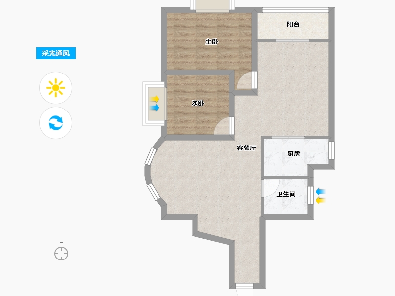 广东省-深圳市-韵动家园-66.83-户型库-采光通风