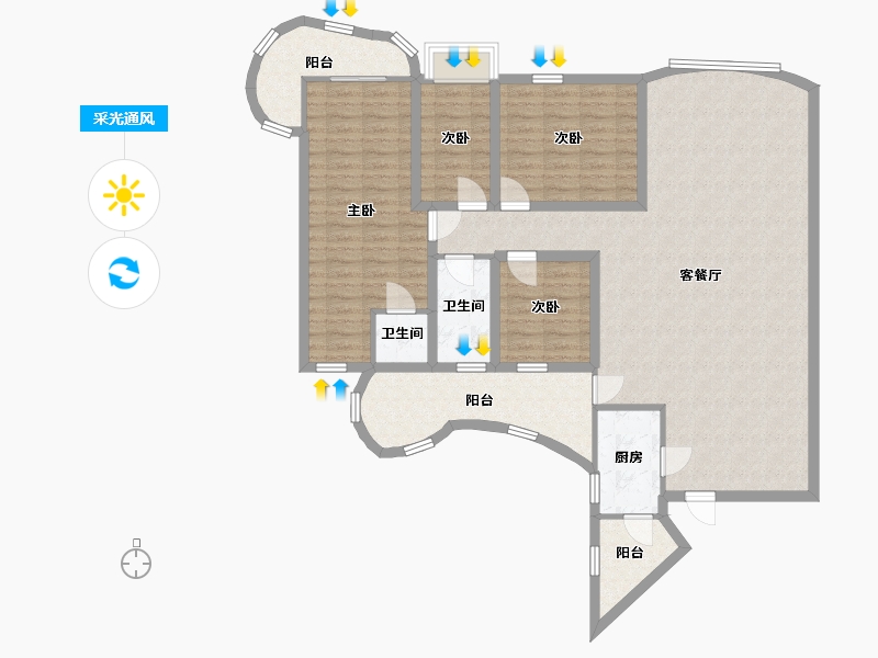 广东省-深圳市-天安高尔夫海景花园(天安高尔夫花园二期)-135.40-户型库-采光通风