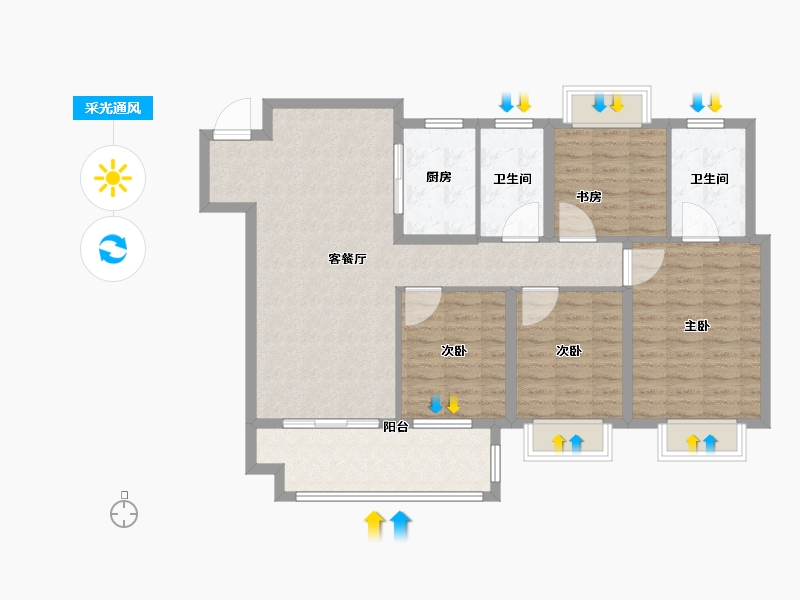 江苏省-无锡市-首创禧瑞云境-105.00-户型库-采光通风