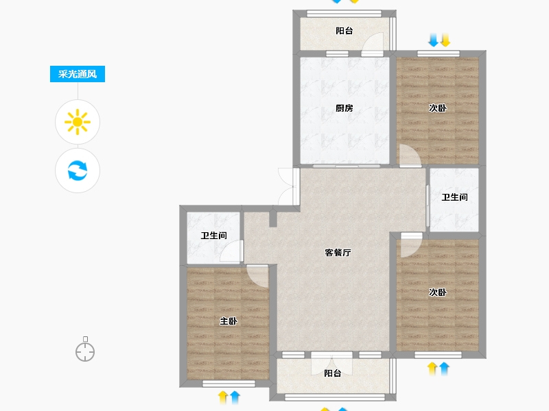 黑龙江省-齐齐哈尔市-富运嘉园-西区-96.00-户型库-采光通风