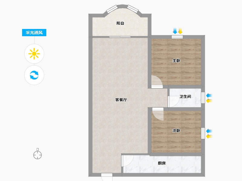 广东省-深圳市-碧华庭居-73.64-户型库-采光通风