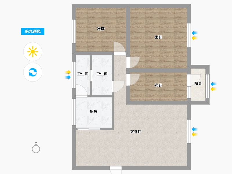 广东省-深圳市-天健阳光华苑-75.14-户型库-采光通风