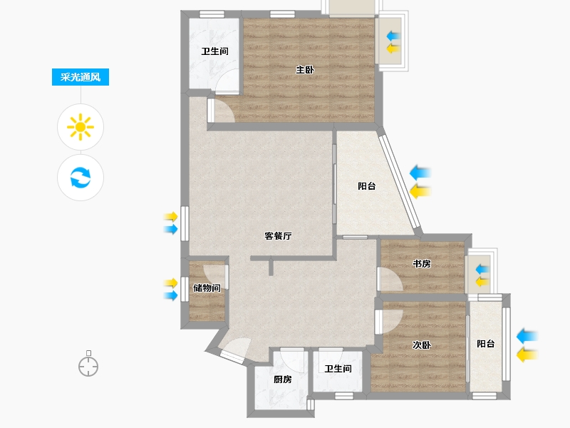 广东省-深圳市-骏皇名居-86.60-户型库-采光通风