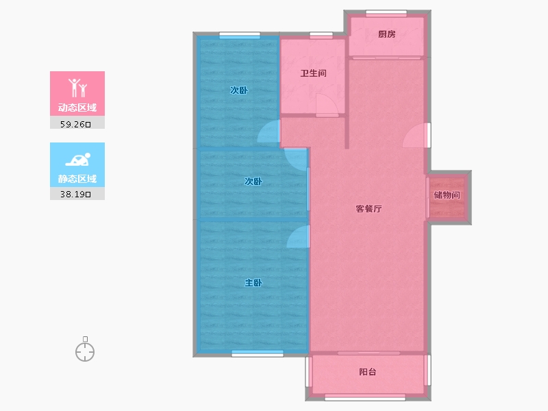 江苏省-南通市-绿洲嘉园-98.00-户型库-动静分区