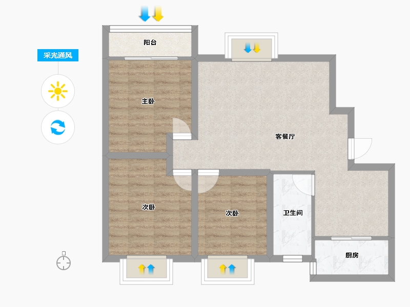 广东省-深圳市-振业翠海花园-70.00-户型库-采光通风