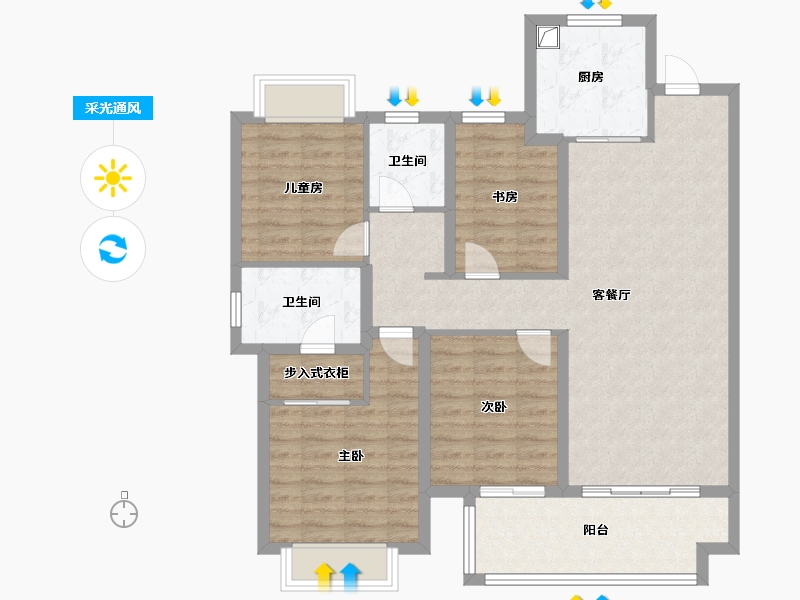 江苏省-南通市-三盛璞悦府-103.20-户型库-采光通风