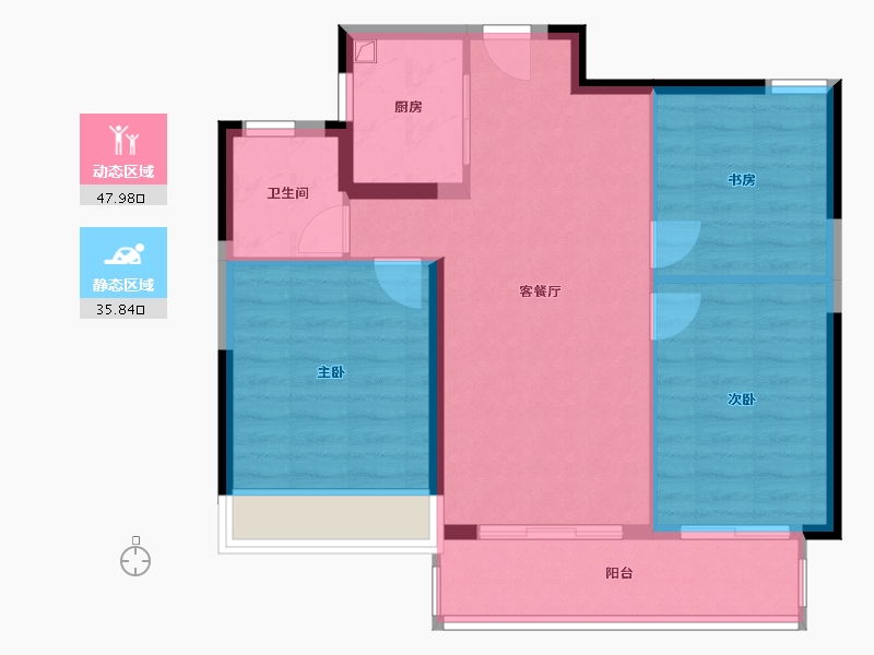 浙江省-温州市-新塘东苑-80.00-户型库-动静分区