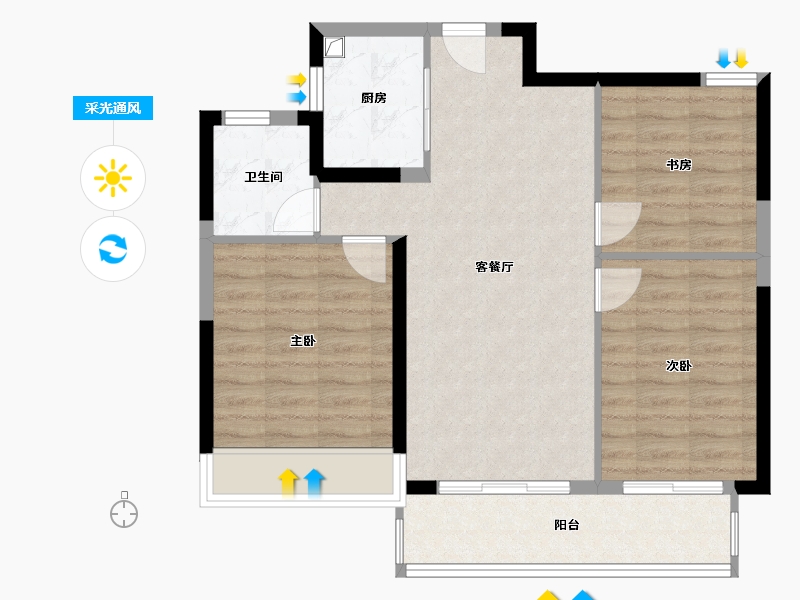 浙江省-温州市-新塘东苑-80.00-户型库-采光通风