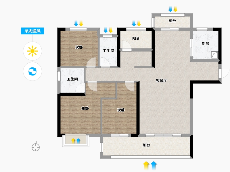 湖南省-长沙市-中建璟和城-114.40-户型库-采光通风