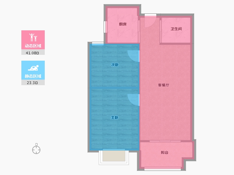 浙江省-宁波市-骆城华苑-60.00-户型库-动静分区